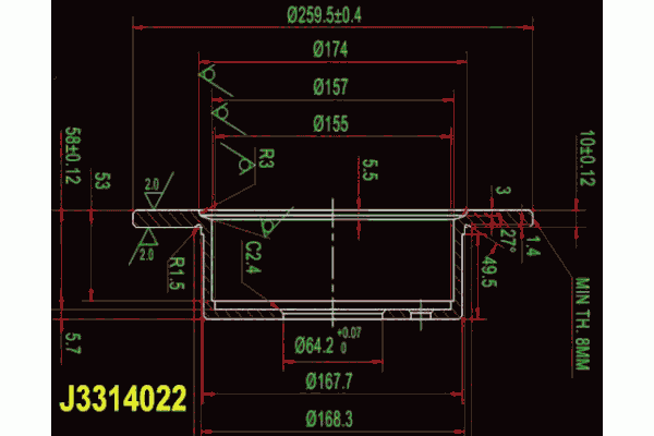 Тормозной диск NIPPARTS J3314022