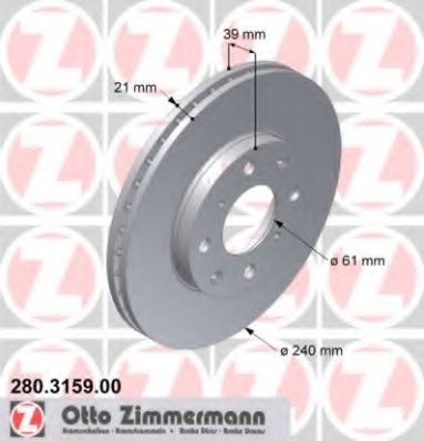 Тормозной диск ZIMMERMANN 280.3159.00