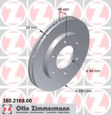 Тормозной диск ZIMMERMANN 380.2169.00