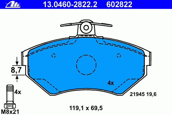 Тормозные колодки ATE 13.0460-2822.2