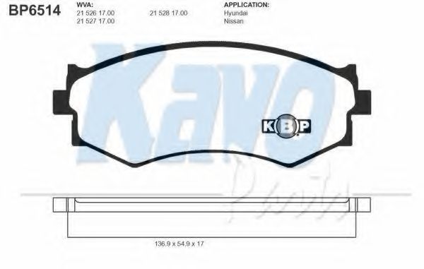 Тормозные колодки KAVO PARTS BP-6514