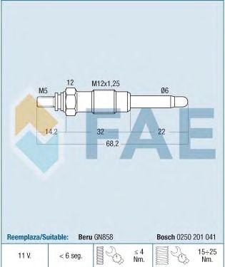Свеча накала FAE 74144