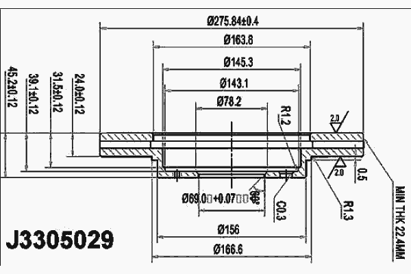 Тормозной диск NIPPARTS J3305029