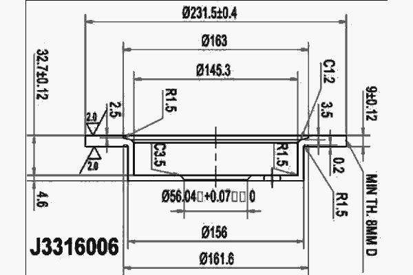 Тормозной диск NIPPARTS J3316006