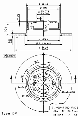 Тормозной диск BREMBO 08.7019.80