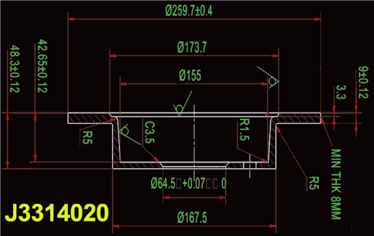 Тормозной диск NIPPARTS J3314020