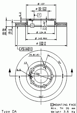 Тормозной диск BREMBO 09.8483.10