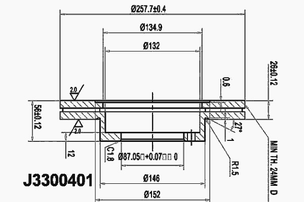 Тормозной диск NIPPARTS J3300401