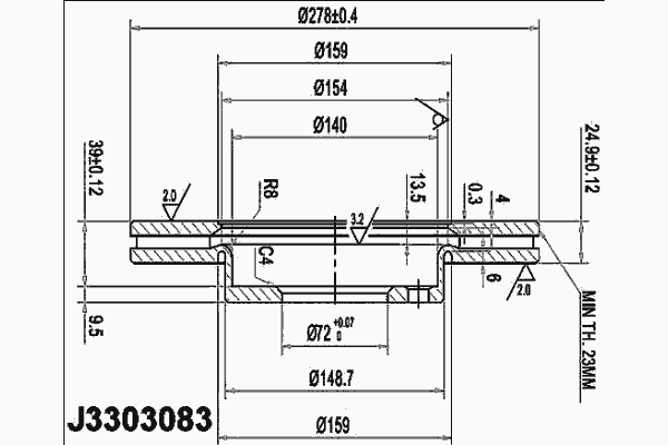 Тормозной диск NIPPARTS J3303083