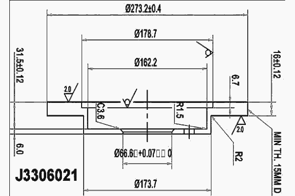 Тормозной диск NIPPARTS J3306021
