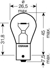 Лампа накаливания OSRAM 7511 (фонарь указателя поворота, основная фара, фонарь сигнала торможения/задний габаритный огонь, противотуманная фара, внутреннее освещение)