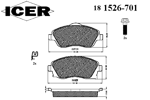 Тормозные колодки ICER 181526-701