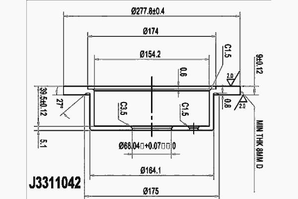 Тормозной диск NIPPARTS J3311042