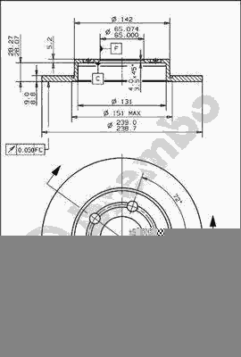 Тормозной диск BREMBO 08.9148.10