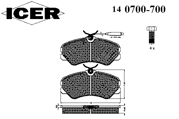 Тормозные колодки ICER 140700-700