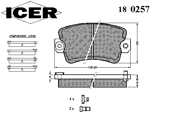 Тормозные колодки ICER 180257