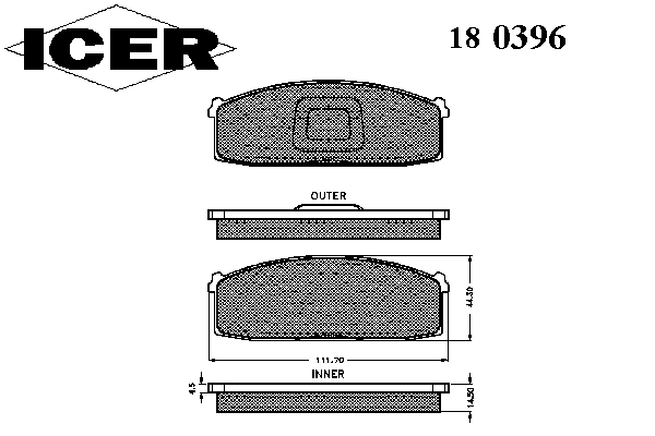 Тормозные колодки ICER 180396