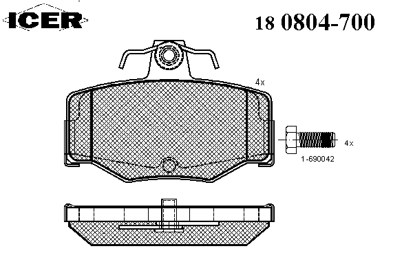 Тормозные колодки ICER 180804-700