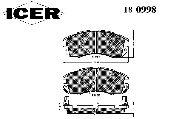 Тормозные колодки ICER 180998