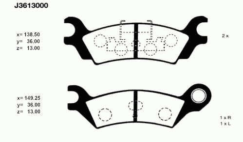 Тормозные колодки NIPPARTS J3613000