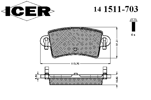 Тормозные колодки ICER 141511-703