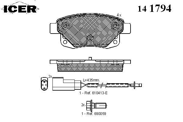 Гальмівні колодки ICER 141794