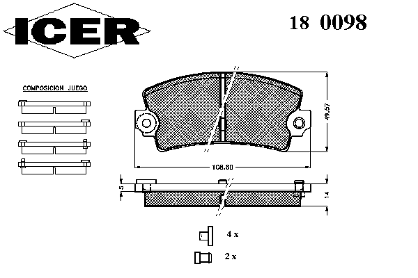 Тормозные колодки ICER 180098