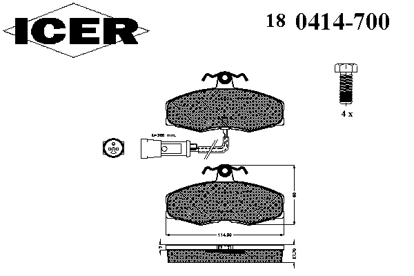 Тормозные колодки ICER 180414-700
