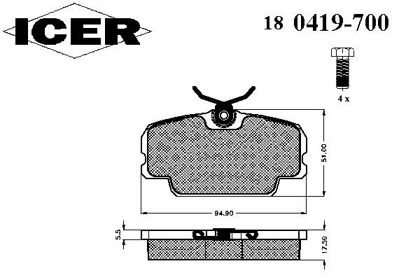 Тормозные колодки ICER 180419-700