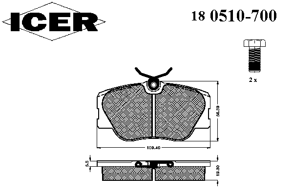 Тормозные колодки ICER 180510-700