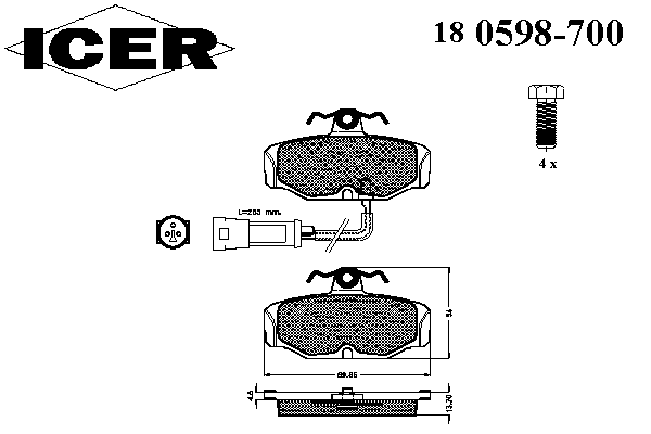 Тормозные колодки ICER 180598-700