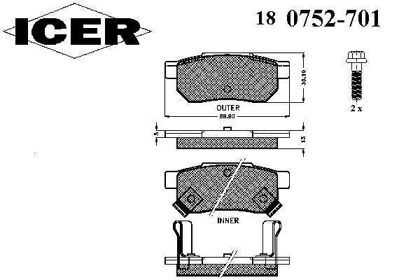 Тормозные колодки ICER 180752-701