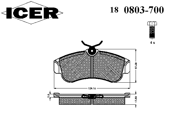 Тормозные колодки ICER 180803-700