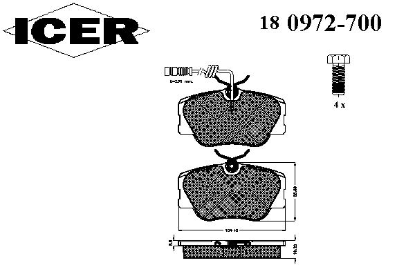 Тормозные колодки ICER 180972-700