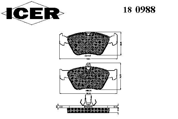 Тормозные колодки ICER 180988