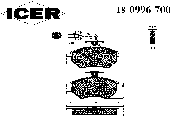 Тормозные колодки ICER 180996-700