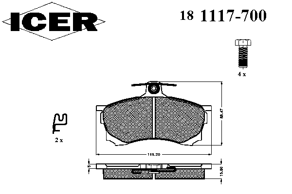 Тормозные колодки ICER 181117-700