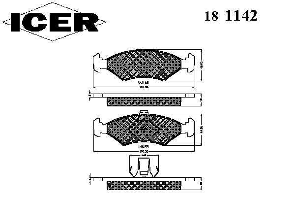 Тормозные колодки ICER 181142