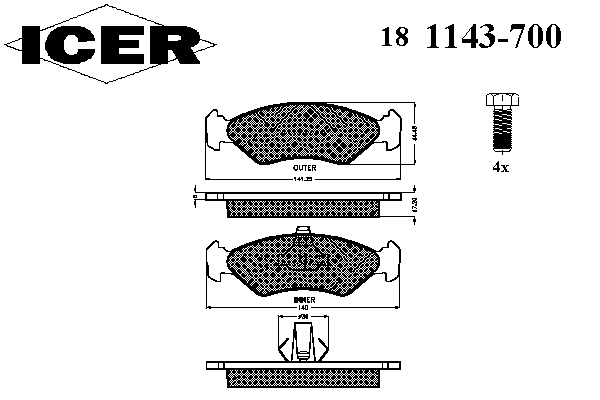 Тормозные колодки ICER 181143-700