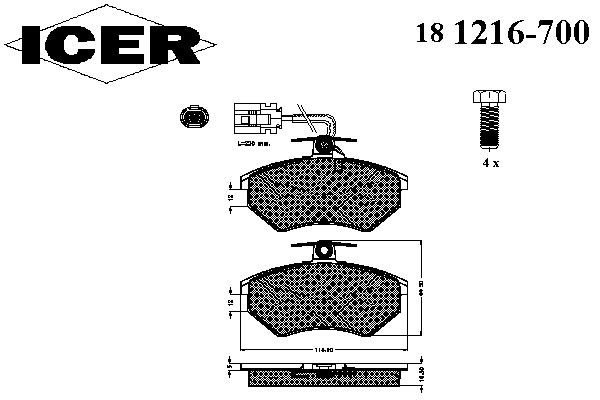 Тормозные колодки ICER 181216-700