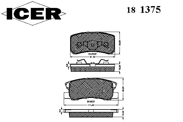 Тормозные колодки ICER 181375