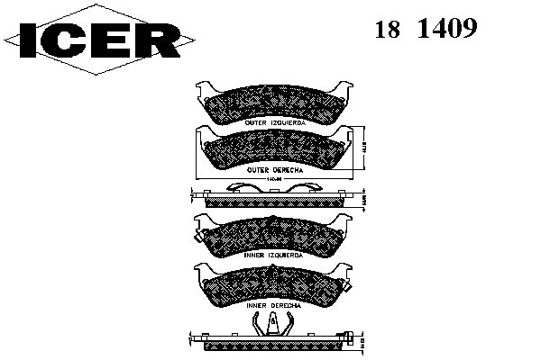 Тормозные колодки ICER 181409