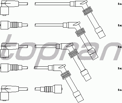 Комплект високовольтних проводів TOPRAN 206 243