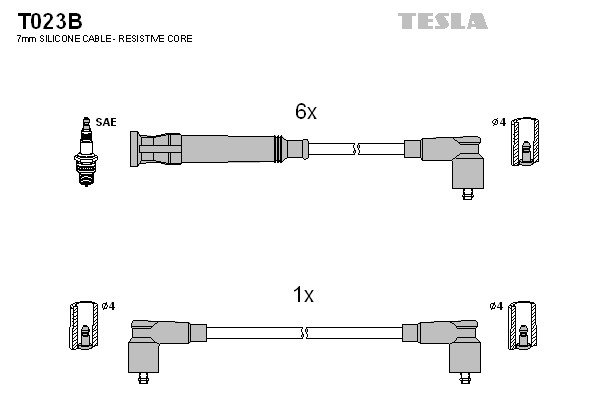 Комплект высоковольтных проводов TESLA T023B