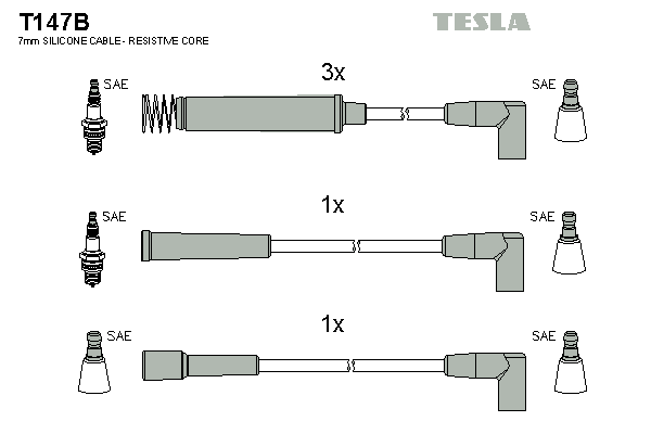 Комплект высоковольтных проводов TESLA T147B