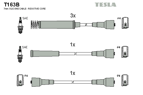 Комплект високовольтних проводів TESLA T163B