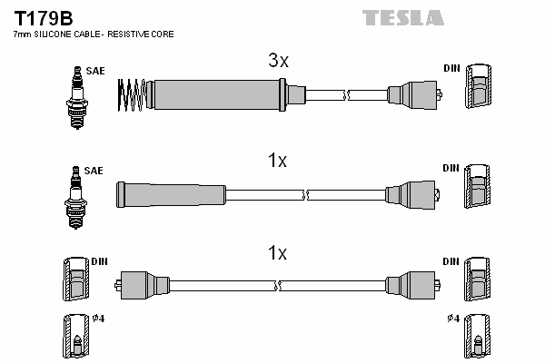 Комплект высоковольтных проводов TESLA T179B