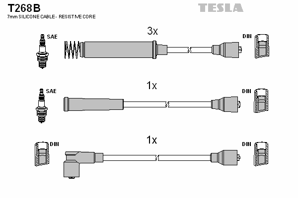 Комплект высоковольтных проводов TESLA T268B