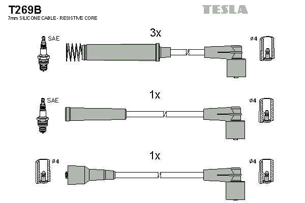 Комплект високовольтних проводів TESLA T269B