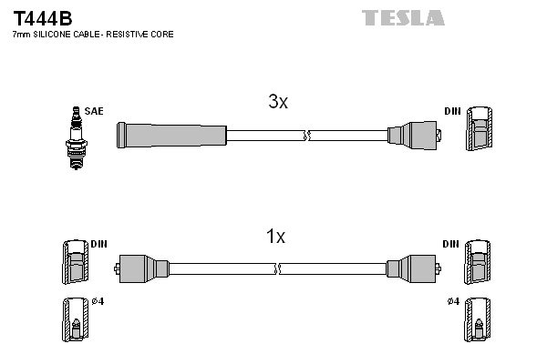 Комплект высоковольтных проводов TESLA T444B